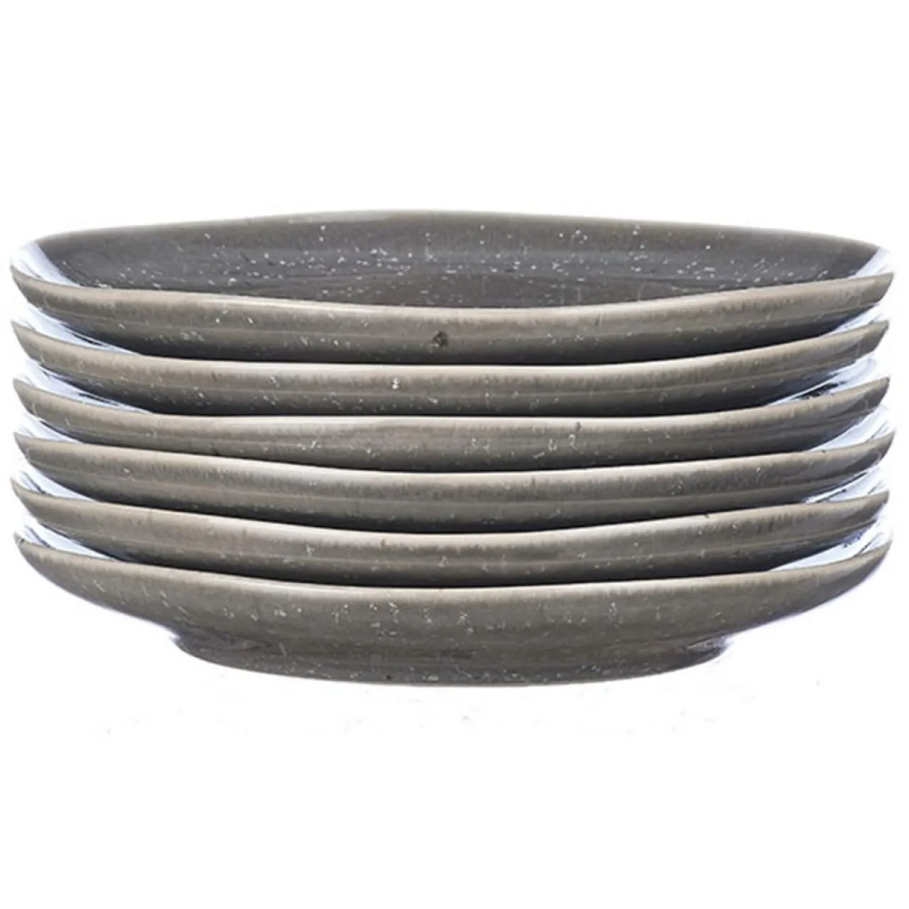 6 Assiettes en Grès Stellar gris/anthracite - D.18 cm