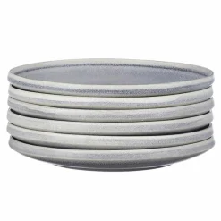 6 Assiettes en Grès Stone gris clair - D.19 cm