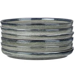 6 Assiettes en Grès Zen gris/bleu - D.17 cm