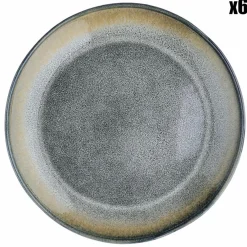 6 Assiettes Genesis bleu/gris kaki - D.27 cm