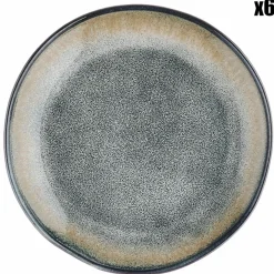 6 Assiettes Genesis bleu/gris kaki - D.20.5 cm