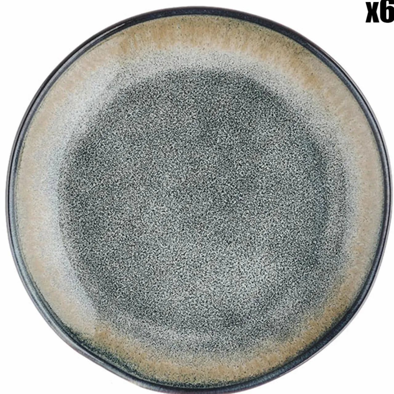 6 Assiettes Genesis bleu/gris kaki - D.20.5 cm