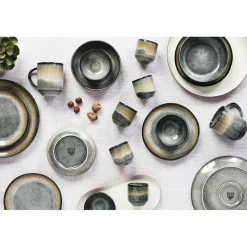 6 Assiettes Genesis bleu/gris kaki - D.20.5 cm