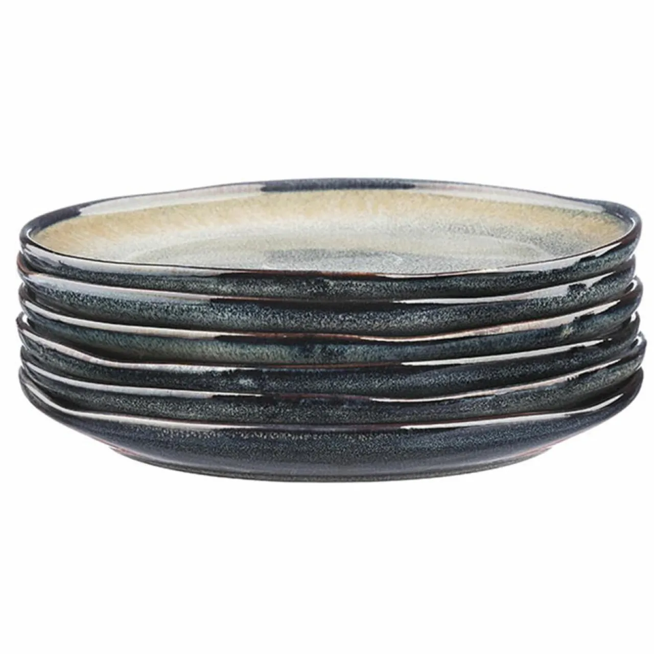 6 Assiettes Genesis bleu/gris kaki - D.20.5 cm