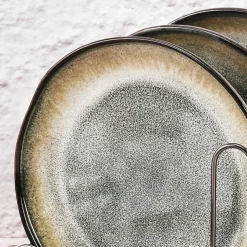 6 Assiettes Genesis bleu/gris kaki - D.20.5 cm