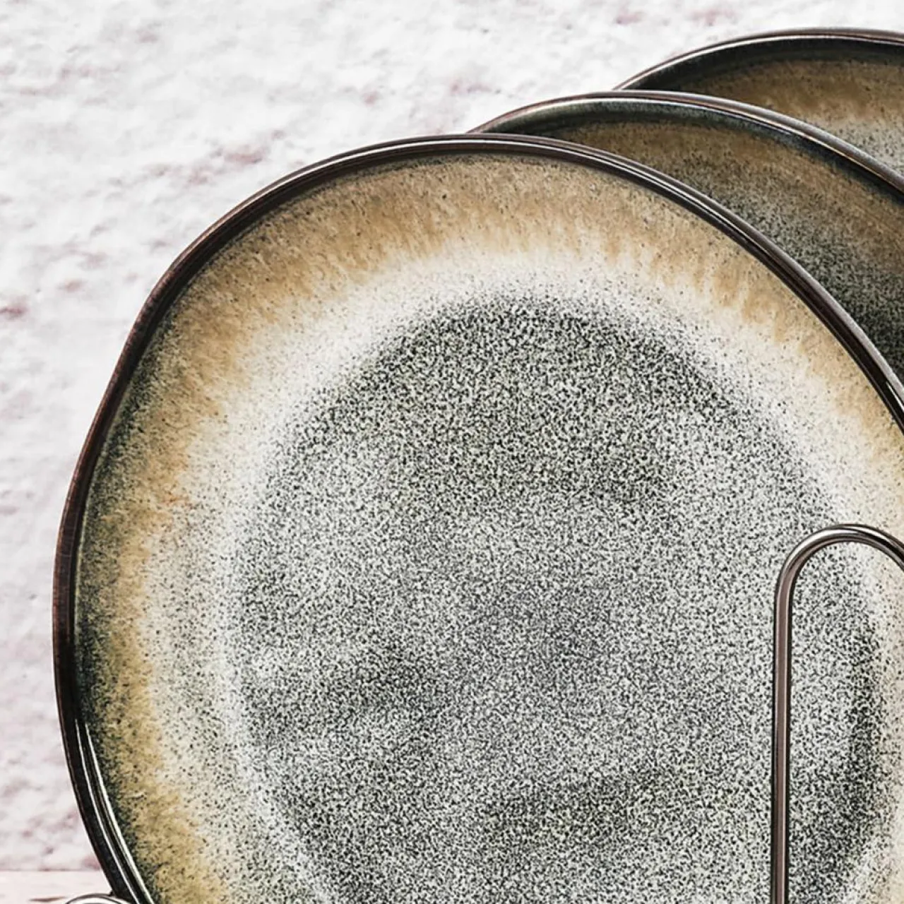 6 Assiettes Genesis bleu/gris kaki - D.20.5 cm