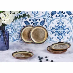 6 Assiettes Genesis marron volcanique - D.16 cm