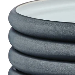 4 Assiettes Gourmet blanc granité/noir onyx - 28x28x3 cm