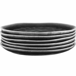 6 Assiettes Moon noires - D.28.5 cm