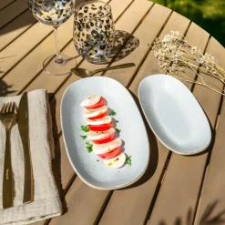 6 Assiettes OvalesNuance 23.5X13.5Cm EnPorcelaine Blanc