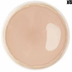 6 Assiettes Oxygen rose poudre/beige - D.27 cm