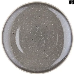 6 Assiettes plates en Grès Stellar gris/anthracite - D.27 cm