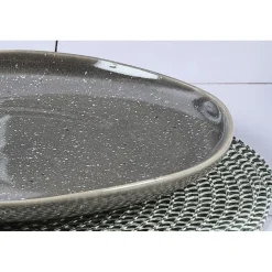 6 Assiettes plates en Grès Stellar gris/anthracite - D.27 cm