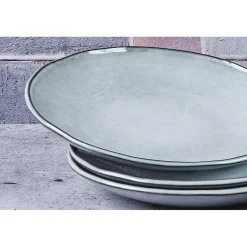 6 Assiettes plates en Grès Cloud gris clair - D.27 cm