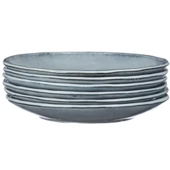 6 Assiettes plates en Grès Cloud gris clair - D.27 cm