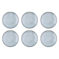 6 Assiettes plates en Grès Cloud gris clair - D.27 cm