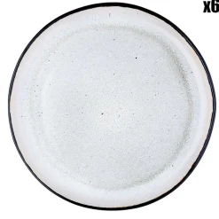 6 Assiettes plates en Grès Iris blanc/ivoire - D.26 cm