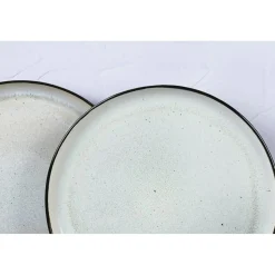 6 Assiettes plates en Grès Iris blanc/ivoire - D.26 cm