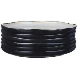 6 Assiettes plates en Grès Iris blanc/ivoire - D.26 cm