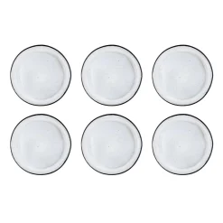6 Assiettes plates en Grès Iris blanc/ivoire - D.26 cm