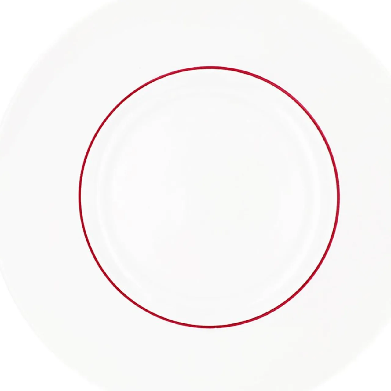 6 Assiettes plates en Porcelaine Ligne blanches - D.29 cm