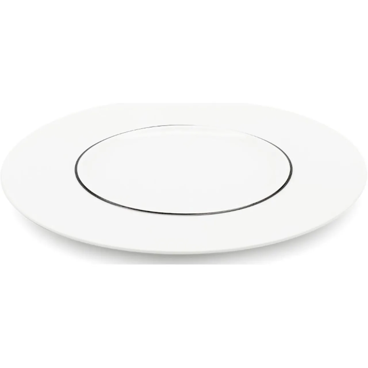 6 Assiettes plates en Porcelaine Ligne blanches - D.29 cm