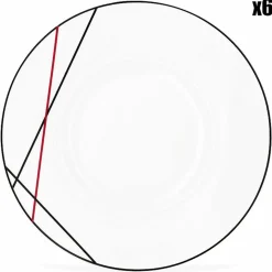 6 Assiettes plates en Porcelaine Bistrot chef blanches - D.29 cm