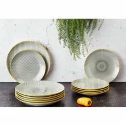 6 Assiettes plates Pattern Eclipse gris anthracite - D.26 cm