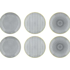 6 Assiettes plates Pattern Eclipse gris anthracite - D.26 cm