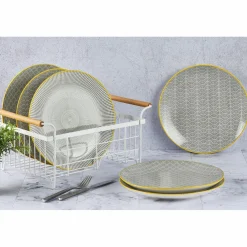 6 Assiettes plates Pattern Eclipse gris anthracite - D.26 cm