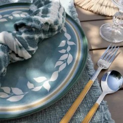 6 Assiettes PlatesCapria 28Cm En FaienceVert