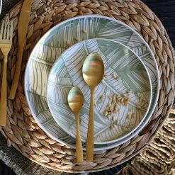 6 Assiettes Plates26Cm En Grès Vert