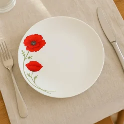 6 Assiettes PlatesCoquelicot 27Cm EnPorcelaine