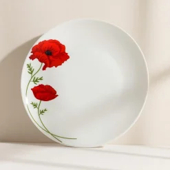 6 Assiettes PlatesCoquelicot 27Cm EnPorcelaine