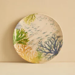 6 Assiettes PlatesCorfou 26Cm En Grès Bleu