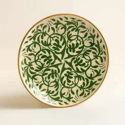6 Assiettes PlatesHéraclée 27Cm En GrèsDécor Vert