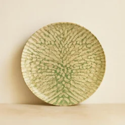 6 Assiettes PlatesJade 26Cm En Grès BeigeEt Vert