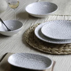 6 Assiettes PlatesJasmin 27Cm EnPorcelaine Blanc