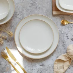 6 Assiettes PlatesNuance 27Cm EnPorcelaine Blanc