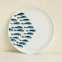 6 Assiettes PlatesPescare 26.5Cm EnPorcelaine Blanche