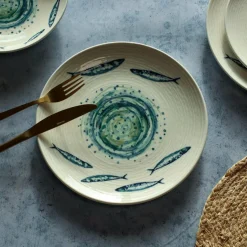6 Assiettes PlatesSardine 27Cm En Faience