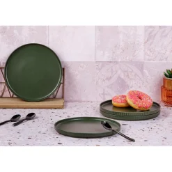 4 Assiettes Scandi vert olive - D.21 cm