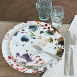 6 AssiettesDessert Aquarelle 20CmEn Porcelaine