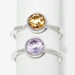 2 Bagues Cléa Améthyste en laiton argenté