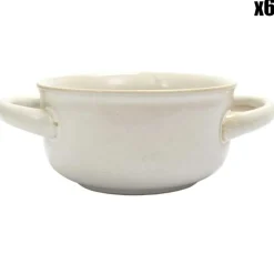 6 Bols à soupe au grès du temps beige - 13.7x7x13.7 cm