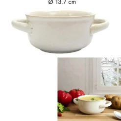 6 Bols à soupe au grès du temps beige - 13.7x7x13.7 cm