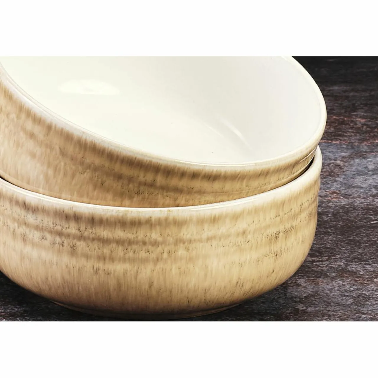 6 Bols Cosmos beige/blanc nacré - D.15.5 cm