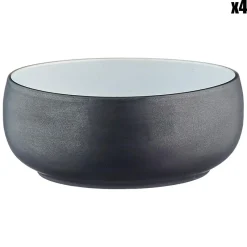 4 Bols en Grès Gourmet blanc granité/noir onyx - 70 cL