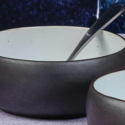 4 Bols en Grès Gourmet blanc granité/noir onyx - 35 cL