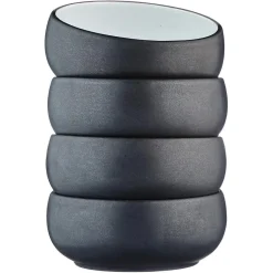 4 Bols en Grès Gourmet blanc granité/noir onyx - 35 cL